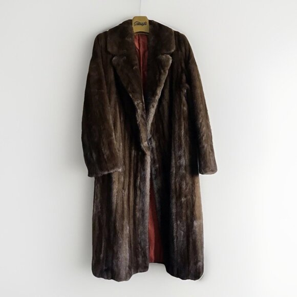 Bryan Mawr Full Length Mink Coat Brown Orange Silk Lining In Excellent Condition - Picture 4 of 9